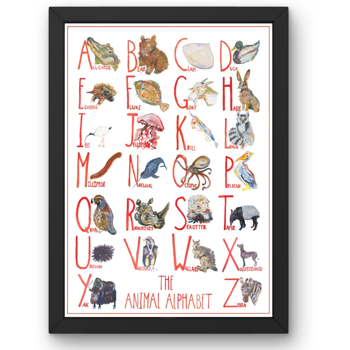 Animal Alphabet Art Print - The Original | Hand-Painted Poster | A1 A2 A3 | McBs