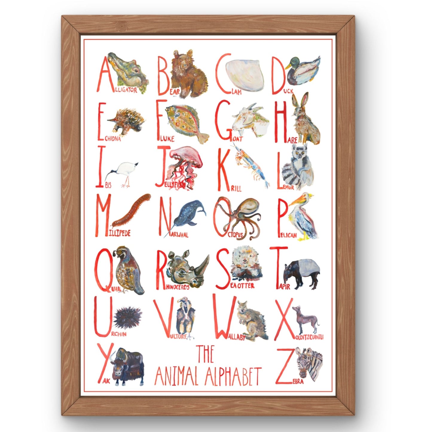 Animal Alphabet Art Print - The Original | Hand-Painted Poster | A1 A2 A3 | McBs