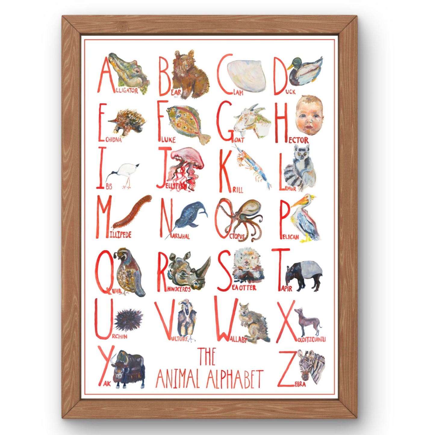 Personalised Animal Alphabet Poster | Custom Hand-Painted Portrait | McBs